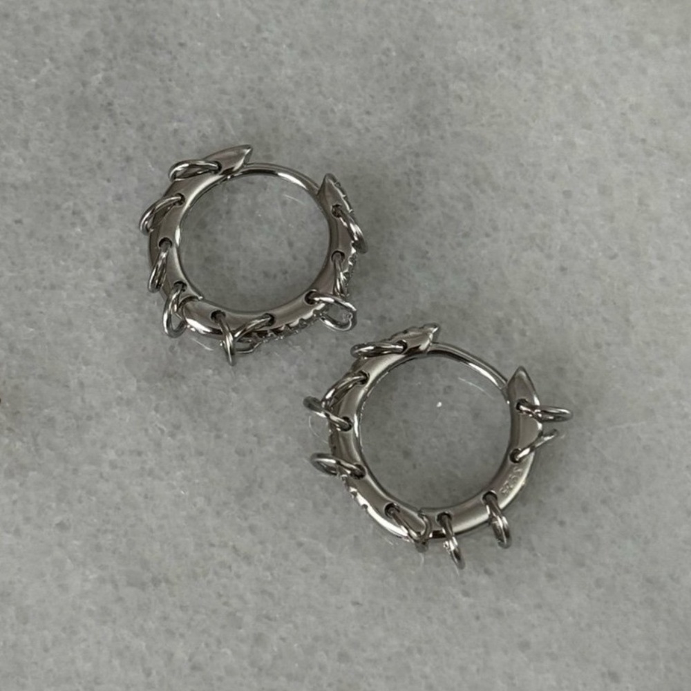 Sterling Silver Crystal Pave Chain Dangle Hoop Earrings 

Brand New - Picture 4 of 5